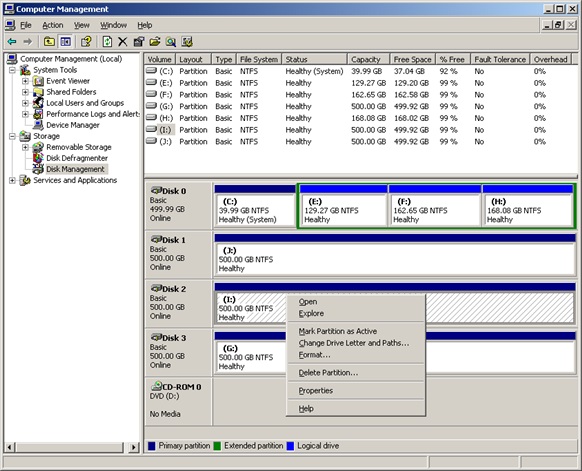Partition magic Windows Server 2003