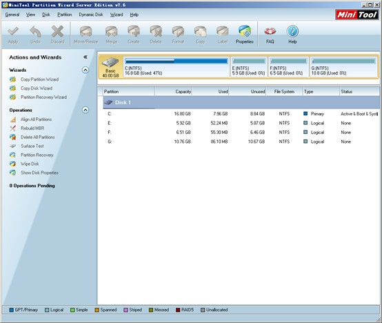 Windows Server 2008 Partition Magic