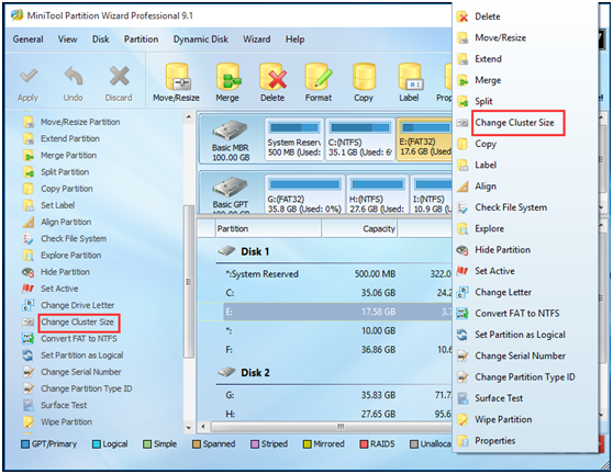 change-cluster-size-without-formatting